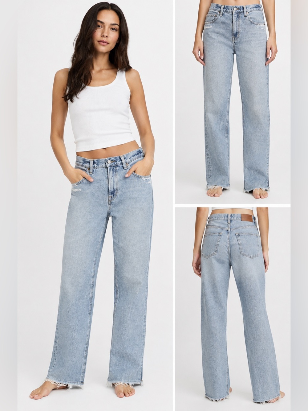 Abercrombie & Fitch 90s Loose Jeans 28x32 Light Wash Raw Hem Y2K Denim